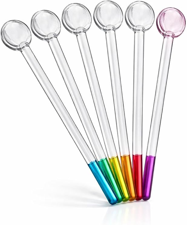 Demitasse Espresso Spoons, Mini Coffee Spoon, 4.33 Inches Glass Small Spoons for Tea, Stirring Rod Mixing Spoon, Set of 6 (multicolor)
