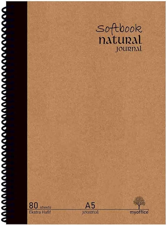 Etika Natural Journal A5 Spiralli Sert Kapak Defter – 80 Yaprak (160 Sayfa), Çizgili – Günlük, Ofis ve Hediye Kullanımı İçin Not Defteri