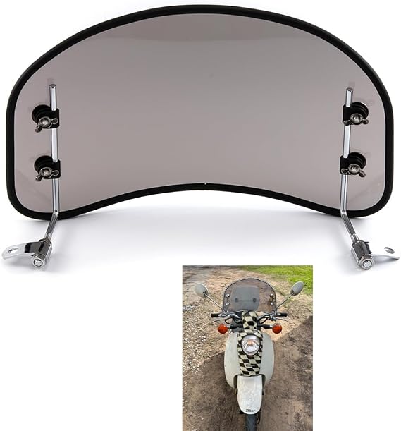 Scooter Windshield Motorcycle Windscreen Universal Wind Deflector Screen Windshield Spoiler Air Deflector (Smoked)