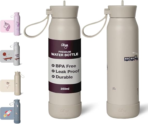 Citron Kids Water Bottle - 350ml, Vacuum Insulated Stainless Steel - Leak Proof, Eco-Friendly, Perfect for School and Travel - Tools