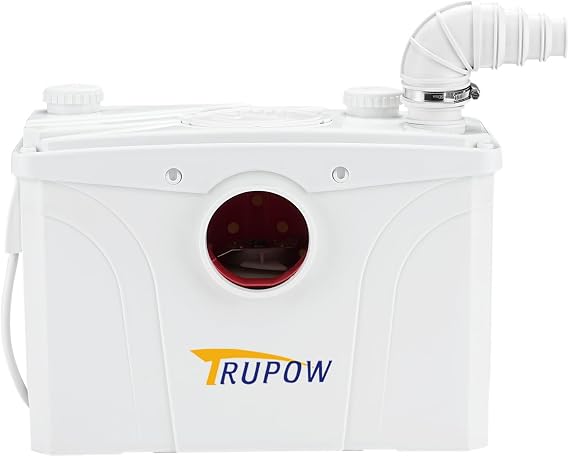 Trupow 700W 110V Macerator Sewerage Pump with 4 Water Inlets for Upflush Toilet System Waste Water Marine Toilet Bathroom Disposal Laundry