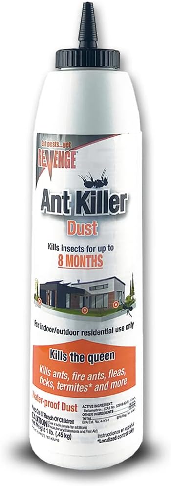 REVENGE Ant Killer Dust, 1 lb. Ready-to-Use Long Lasting and Waterproof Formula for Indoors & Outdoors, Perimeter Treatment