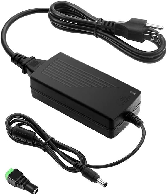 12Volt 5A Power Supply 60W AC DC Adapter Converter 100V-240V AC to DC 12 Volt 5 Amp Power Adapter Supply Transformer 5.5mmX 2.5mm 2.1mm Plug for 12V LED Strip Lights Security Camera