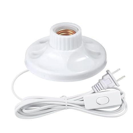 Light Socket with Cord Light Bulb Base E26/E27 Lamp Base Desktop 15ft Screw Socket with On/Off Switch