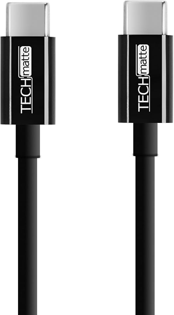 TechMatte USB Type C Cable (6.6 FT), USB C to USB C 2.0 Charging Sync Cable for Google Pixel 3, Pixel 3 XL, Pixel 2, Pixel 2 XL, Nexus 5X, 6P, Apple MacBook 12 inch(Black)