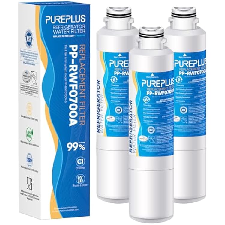 PUREPLUS DA29-00020B Refrigerator Water Filter Replacement for Samsung RF28HMEDBSR, RF263BEAESR, HDX FMS-2, HAF-CINEXP, RF4287HARS, RF28HFEDBSR, DA29-00020A, RF261BEAESR, DA97-08006A, 469101, 3PACK