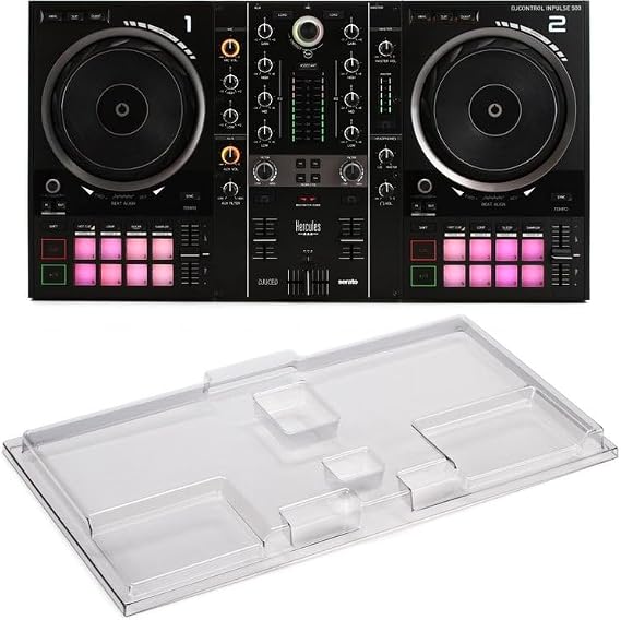 Hercules DJControl Inpulse 500 2-Channel DJ Controller with Protective Decksaver Cover for Beginners and Professionals