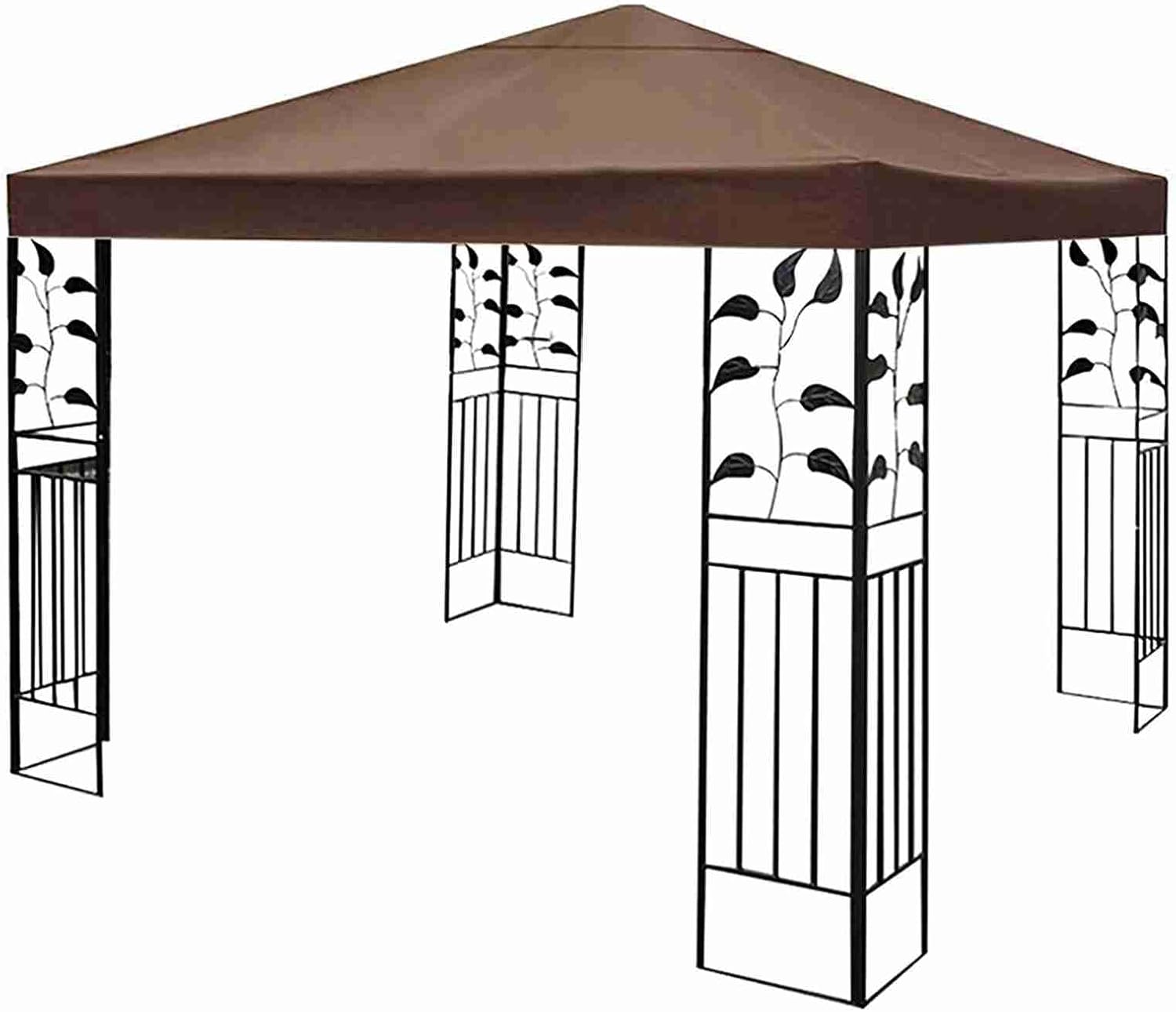 Canopy Roof Top Replacement Cover, 3 x 3m UV-Resistant Waterproof Gazebo Replacement Roof,for Outdoor Patio Backyard Garden Lawn Sun Shade Brown 300x300cm10x10ft