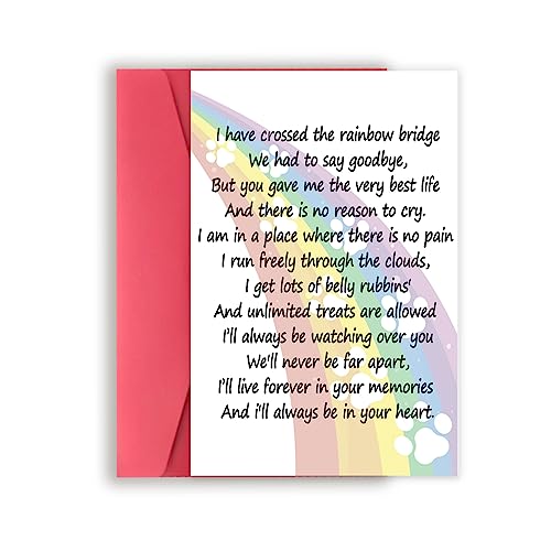 Dog Loss Card for Dog Owner, Pet Loss Sympathy Card for Dog, Dog Sympathy Greeting Card for Friend Coworker, Rainbow Bridge Dog Condolence Card for Husband Wife