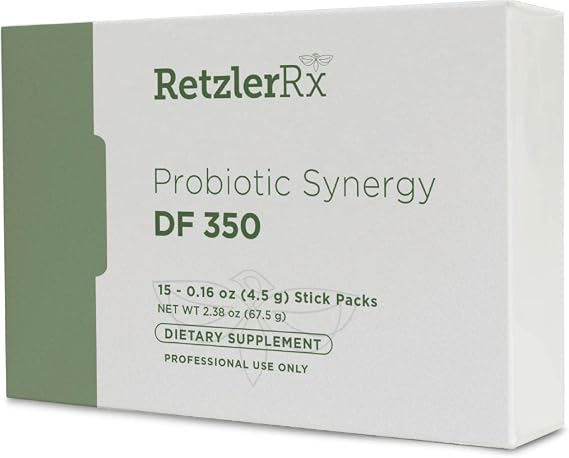 Probiotic Synergy DF 350 by Dr. RetzlerRxTM - 350 Billion CFU - Dairy-Free, High Potency 350 CFU 18-Strain Probiotic Supplement - Supports Immune + Gut Health (15 Single Serving Stick Packs)