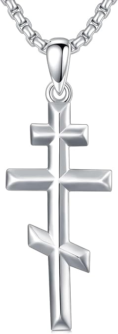 Cross Necklace for Men Women 925 Sterling Silver Celtic/Crucifix/Nail/Fish Hook Cross Pendant with Stainless Steel Chain Faith Jewelry Gift for Father Son Brother Husband
