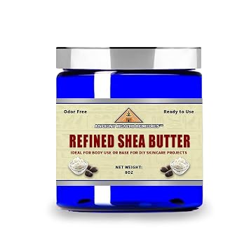 Naturally Refined AFRICAN IVORY WHITE SHEA BUTTER BLOCKS/JAR UNSCENTED Bulk Size for Anti Aging, Dry Skin, DIY Body Butter Recipes Base for Skincare, Babycare and DIY Soap Making Projects. 8 oz