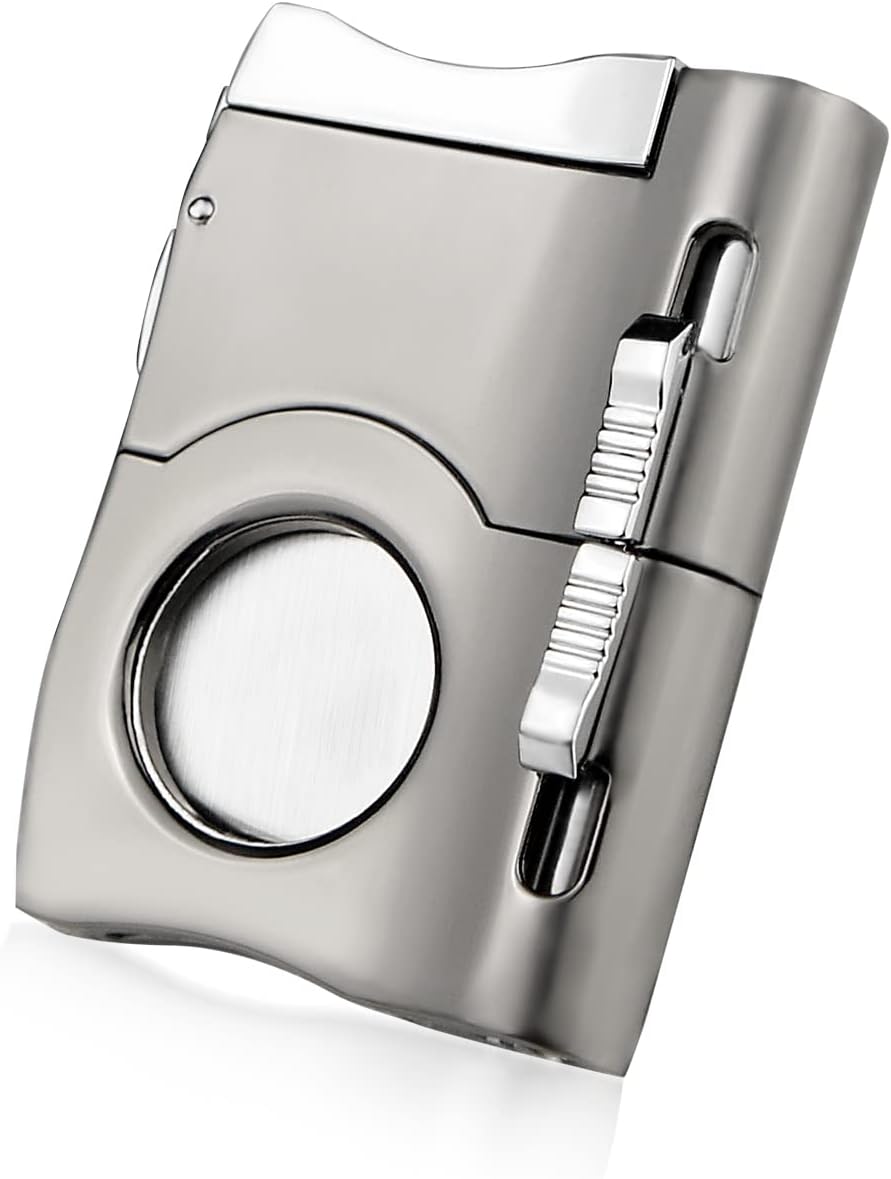 Cigar Cutter with Cigar Punch Stainless Steel Blade Cigar Guillotine for Cigars up to Large 60 Ring Gauge