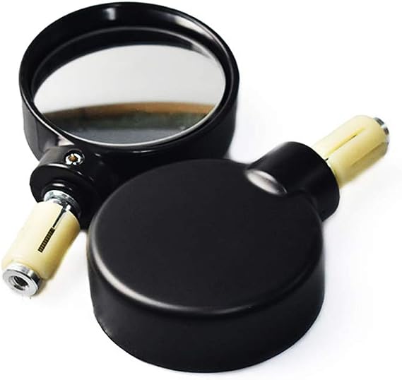 030 Motorcycle Round Clear Floding Side Mini Mirrors for 22mm 7/8'' Handle Bar Black