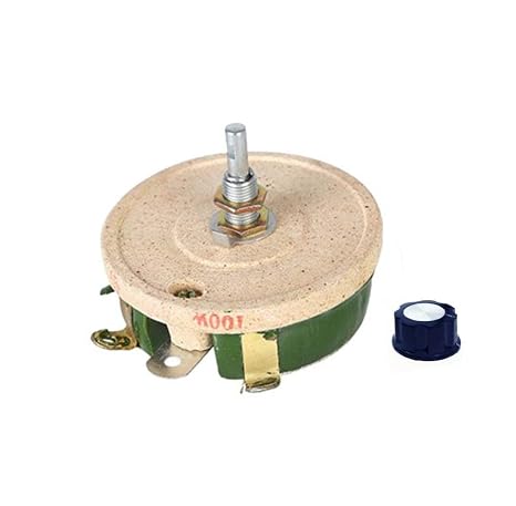 100W 10 Ohm Wirewound Sliding Resistor Ceramic Disk Variable Potentiometer Porcelain Plate Rheostat w Knob