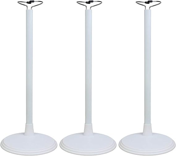 POFET 3pcs White Adjustable Doll Stand for 10-14 Inch American and Baby Dolls Display Holder