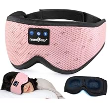 MUSICOZY Sleep Headphones Breathable Sleep Mask Bluetooth 5.4 Wireless Earphones Mask Sleeping Eyemask for Side Sleepers for Women Men Travel Meditation Gift (Mesh Pink)