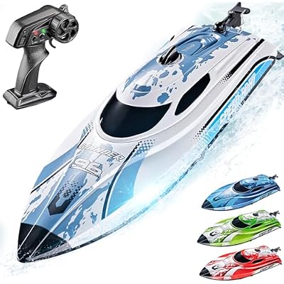 BEZGAR RC Boat, 12 inch Remote Control Boat for Kids and Adults, 25 KPH Fast RC Speed Boats with 700mAh Battery, Ideal Waterproof Toy Boats for Lakes & Pools - TX126 White