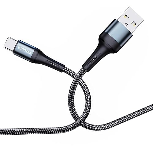 REMORAX Braided USB AC Fast Charging Cable, Black 100 CM