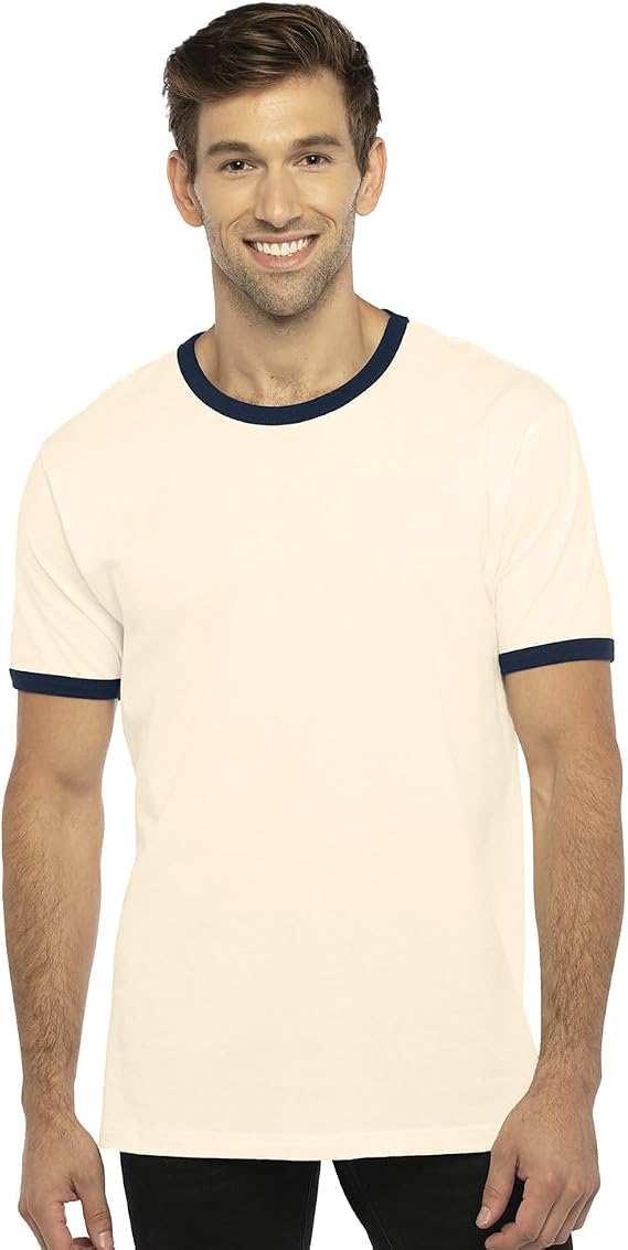 Next Level Unisex Ringer T-Shirt L NATURL/ MDNT NVY