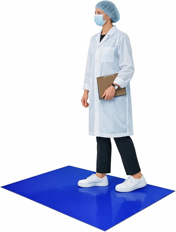 Disposable Cleanroom Adhesive Sticky Floor Mats, 18" x 45", Tacky PeelOff Mats, 30 Sheets, 4Pack, Blue