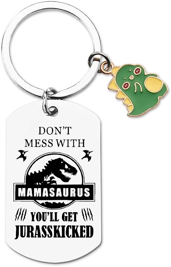Funny Mom Dad Keychain from Daughter Son Dinosaur Mommy Daddy Gifts for Christmas Birthday