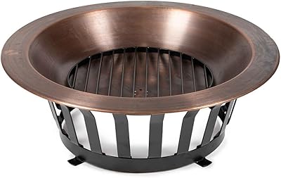 Ash & Ember 40 Copper Outdoor Fire Pit with Solid Steel Base, Grate and Fire Iron Tool Included, Perfect for Backyard Fires and Gatherings