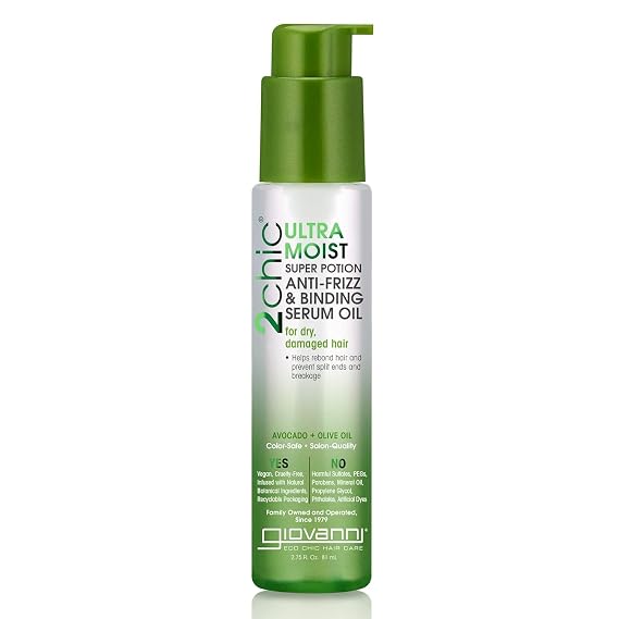GIOVANNI 2chic Ultra-Moist Super Potion, Anti Frizz Binding Serum, 2.75 oz
