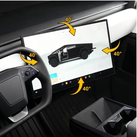 HANSSHOW 2.0 Swiveling Screen Mount for Cybertruck 4-Way Adjustment Center Console Touchscreen Swivel Rotating Holder for Cybertruck 2024+ (Keep Original Height)