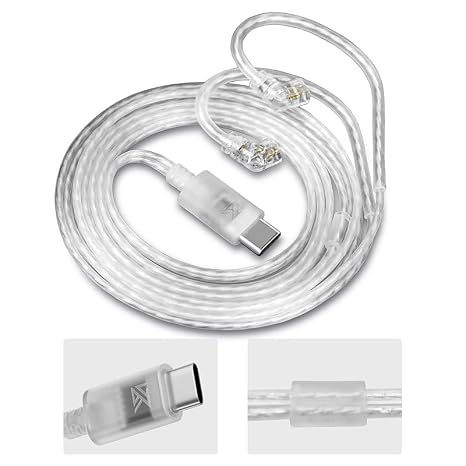 FAAEAL KZ Type-C Earphone Cable with QDC/S/C Pin,Oxygen-Free Copper Silver-Plated Headphone Wire,Upgrade Earbuds Line for KZ Castor ZSN PRO Krila Saga for TANGZU WANER SG TRN MT1 Conch (Without Mic)