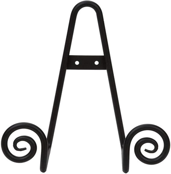TRIPAR Decorative Scroll Rack, Large Black Display (4.5 Inch Depth) - Functions as Wall Rack or Tabletop Easel - Lightweight and Durable - Showcase Beautiful Plates, China, Artwork and More