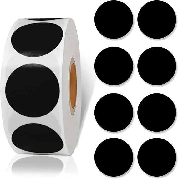 Starboling 800Pcs 1 Inch Black Round Color Coding,Dot Stickers Labels,Can Writing for Office,Student Classroom and Other Scenarios