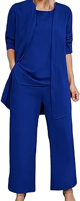 Womens Trendy Lounge Set 3 Piece Lounge Outfits Long Sleeve Cardigan Sleeveless Top Wide Leg Pants Casual Sweatsuit