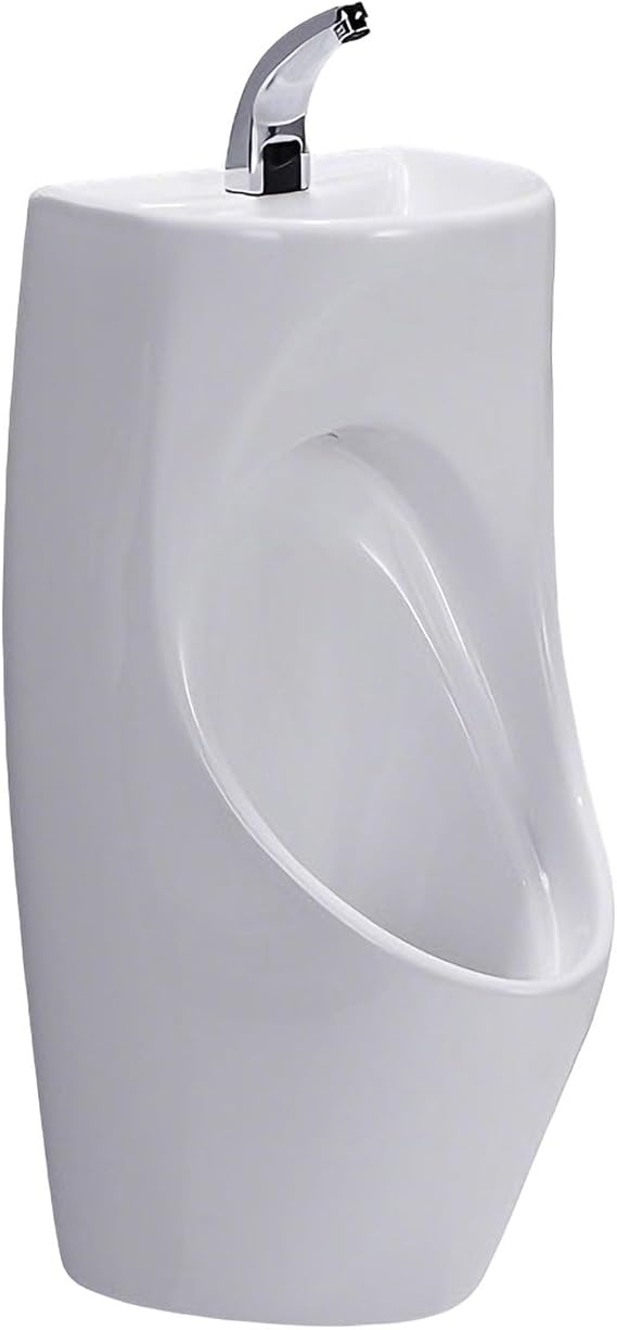 Ceramic Urinal for Men with Washbasin and Sensor Faucet, Wall Mount, Wall Drain, Bar, Hotel, Public Toilet White