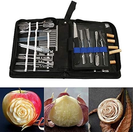 46pcs/Set Culinary Carving Tool Set Portable Fruit Carving Tools Set, Fruit Vegetable Food Garnishing/Cutting/Slicing Garnish Tools Kit
