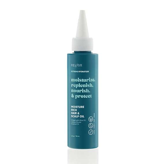 REVAIR Moisture Rich Hair & Scalp Oil - Lightweight Hair Oil for Frizzy Hair - Daily Moisturizing Hair Oil to Hydrate Dry, Damaged or Curly/Coily Hair (4 Fl Oz)