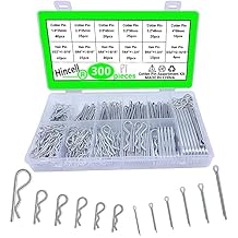 Cotter pins Assortment kit,Hincell 300pcs Zinc Plated Steel Cotter Pin Hair Pin Hitch Pin Clips Fastener Fitting Assortment Kit, Multiple Sizes Hair Pins R Clips Fastener Set for Home or Car