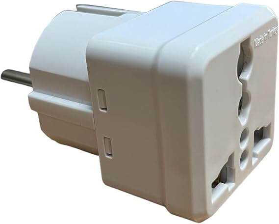 DE-PA Universal Adapter – Travel Plug Converter for British and American Plug Devices, EU Type Socket Compatibility, 250V 16A, White – 1 Pc