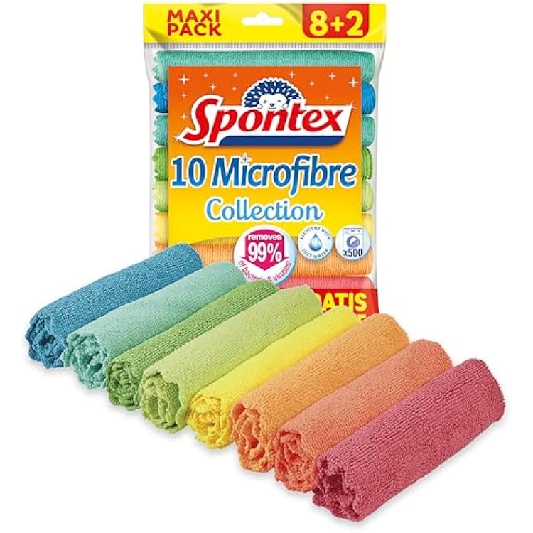 Spontex - 8  2 Free Multi-Purpose Microfiber Cloths, 1 Pack of Multicolor Cloths