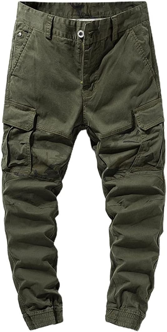 ebossy Mens Multi Pockets Cargo Pants Button Fly Military Combat Ripstop Jogger Trouser