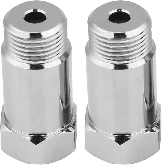 2Pcs Oxygen Sensor Adapter 45mm M181.5 O2 Oxygen Sensor Extender Spacer Silver Check Engine Light Eliminator Adapter Oxygen Sensor Extender for