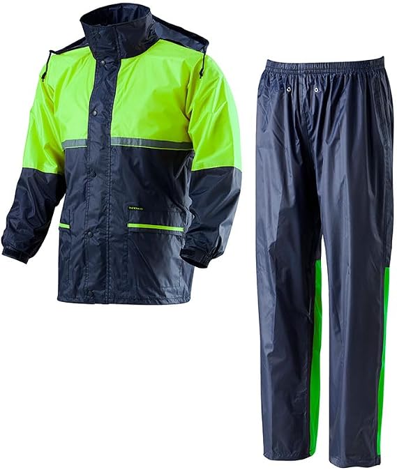 TK-RAINWEAR R10-1 premium rainwear (waterproof/durable/windbreak) Reflective belt, Men Women Adults motorcycle rainwear