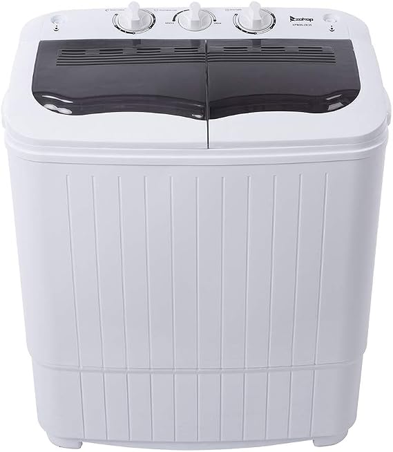 Portable Compact Twin Tub Washing Machine,Portable Laundry Washer,with Built-in Drain Pump Semi-automatic Cover Washing Machine for Camping, Apartments, Dorms, College Rooms (14.3Lbs Capacity,B)