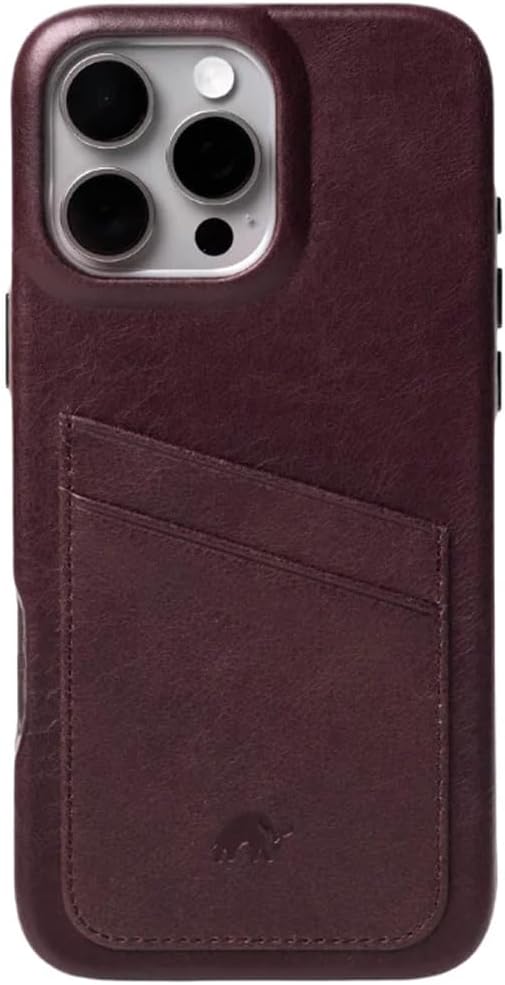 Bullstrap Premium Leather Portfolio Mobile Phone Case Compatible with Apple iPhone 14 Pro Bourbon Brown