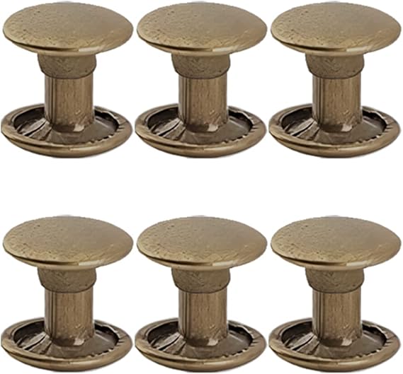 300sets Leather Rivets Double Cap Rivet Tubular Metal Studs Repairs Decoration Craft Accessories for Leather Craft Clothes Shoes Bags Belts (6mm Bronze)