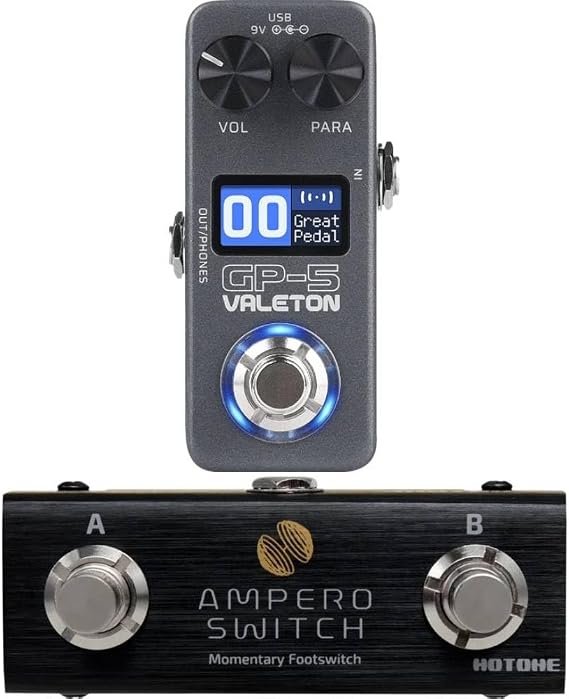 Valeton GP-5 Compact Multi-Effects Processor SnapTone & IR Loader, 100+ Effects, Bluetooth, USB Audio Interface and Hotone Dual Footswitch Pedal Momentary 2-Way Pedal Foot Switch Controller bundle