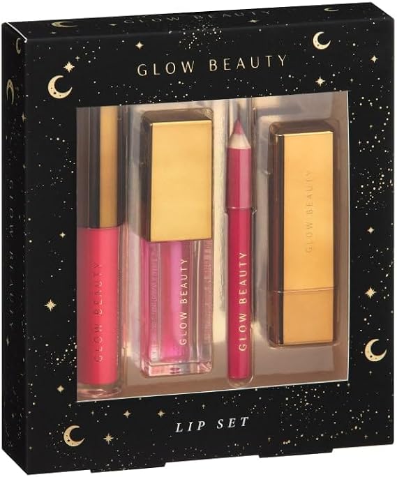 Glow Beauty Lip Set 4pc - Pink - This Glow Beauty Lip Set is a great gift for any makeup enthusiast - Complete with for the perfect look.