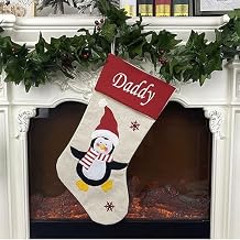 yky Merry Christmas Stockings Personalized Embroidered Name Socks,Custom Name Christmas Decoration Hanging Stockings (Penguin,Personalized Name)
