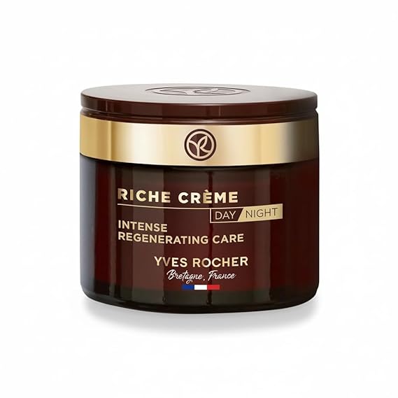 Yves Rocher Face Moisturizer Riche Creme Aging and Mature Skin, Day & Night Cream with precious oils, for Mature Skin + Dry skin, for smooth and healthy skin75 ml jar