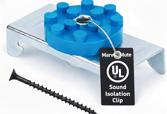 TMS Resilient Sound Clips, Sound Insulation Clips for Resilient channel for soundproofing - UL Classified, Mounting Screws Included - 10 Pack